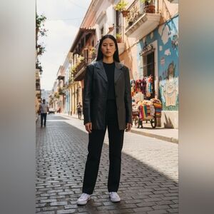 Black Genuine Lamb Skin Jacket Sz Petitie Med